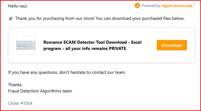 Romance SCAM Detector Tool Download - Excel program - all your info remains PRIVATE